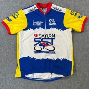 Canari Saturn SST Cycling Tour Jersey XXL Mens Blue Yellow American Cancer Soc